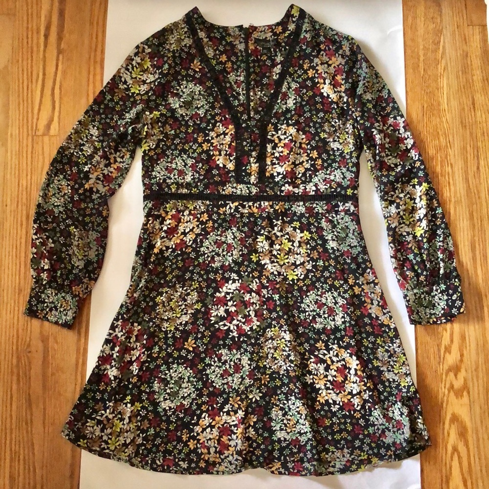 Topshop Long Sleeves Floral Mini Dress